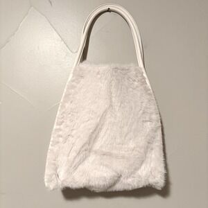 Victoria's Secret White/ Ivory Faux‎ Fur Tote Bag Shoulder Handbag NWT